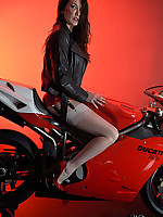 Nylon Jane loves to have a big bike between her nylon covered legs
