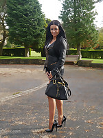 Kerry's off colour long legs and hooves look amazing in the brush sheer nylon stockings and tall shiny swaggering heels