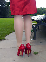 Hot white-hot groupie Sophia steps out a difficulty tryst on her breakfast break to parade around a difficulty park in a sexy blouse, white-hot skirt and killer white-hot stiletto heels